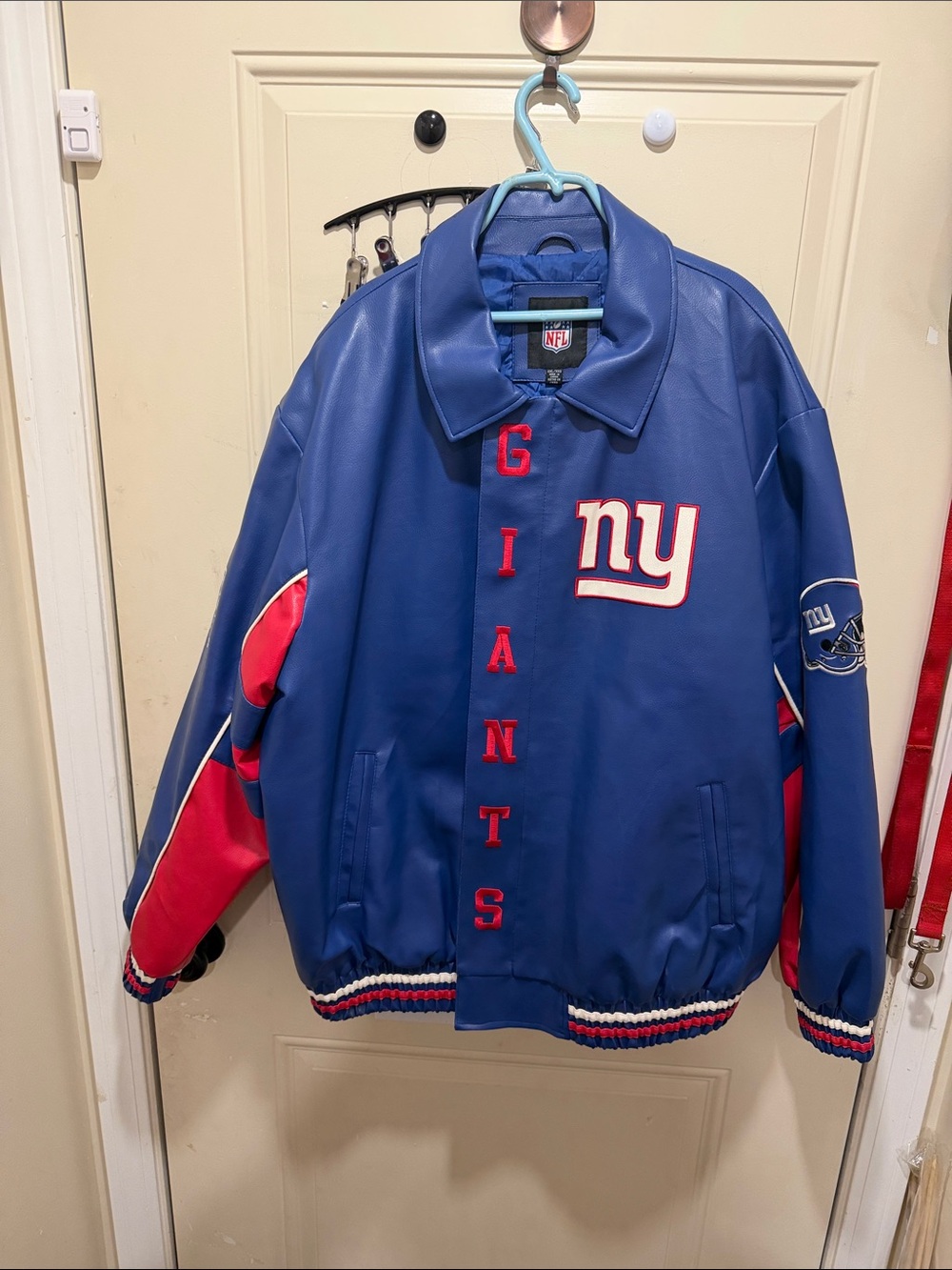 NFL New York Giants Blue and Red Varsity Bomber Jacket
